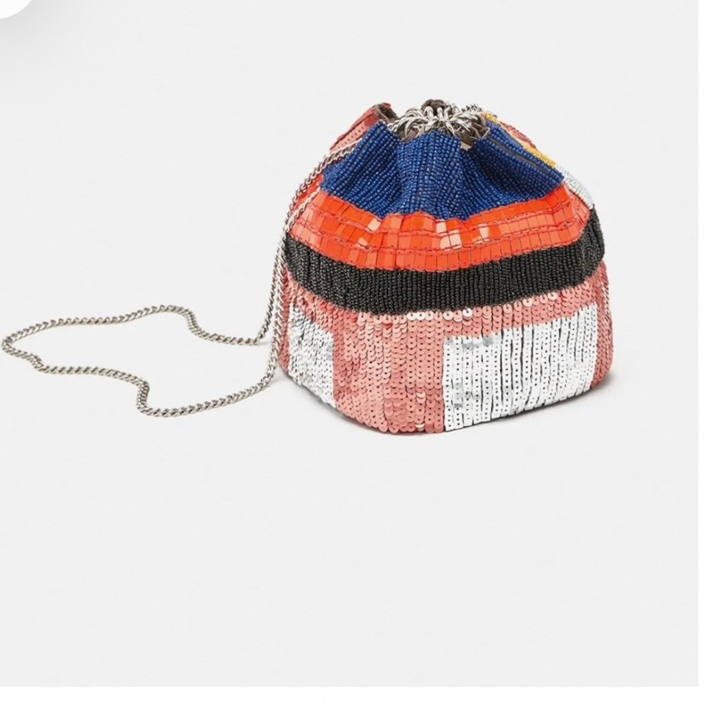 Zara Beaded Crossbody Bucket Sequin Bag Boho Eclectic Handmade Festival Mermaid